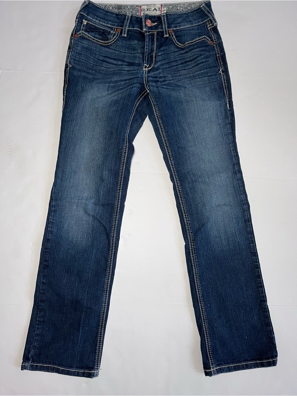 Ariat R.E.A.L. Mid Rise Straight Leg Jeans Blue 28S 28 Short 10023501
